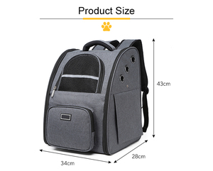 Sac à dos de transport pour chien de luxe Oxford avec fermeture éclair, pliable, respirant, double épaule, pour voyages - Product Image 5