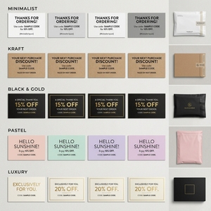 Cartes promotionnelles personnalisées de luxe en or noir pour emballages e-commerce, inserts pour la prochaine commande, cartes-cadeaux en gros - Product Image 5