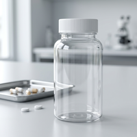 Boîte à pilules ronde en PET transparent avec bouchon à vis, emballage en plastique pour comprimés, capsules, vitamines
