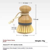 Brosse de nettoyage manuelle créative en bambou pour la cuisine domestique, avec tête de tampon en bois, pour récurer les casseroles et laver la vaisselle