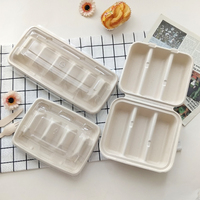 Récipient à tacos jetable biodégradable portable personnalisé Boîte à tacos à 3 compartiments avec couvercle