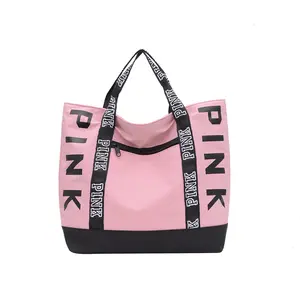 Grand sac à main en Nylon imperméable pour femmes, sac de plage de luxe, rose, fourre-tout de Sublimation, vente en gros, OEM