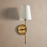 Applique murale en acier avec abat-jour en lin, luminaire moderne de luxe pour salle de bain, chambre, couloir, fournisseur pour projets résidentiels et hôteliers, sur mesure