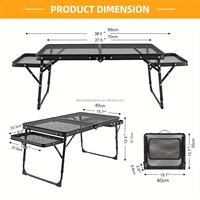 Table de camping pliable moderne en fer forgé - Mobilier d'extérieur léger pour pique-nique, plage et parc