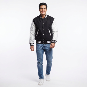 Blouson universitaire classique pour homme style bomber 100% coton, décontracté, mode universitaire, hiver, haute qualité, écologique, col montant - Product Image 1