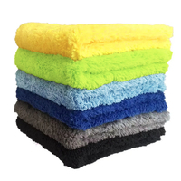 Serviette de voiture en microfibre sans bords 40x40 350GSM, serviette en microfibre corail pour lavage de voiture, serviette absorbante en microfibre pour le séchage et le detailing automobile