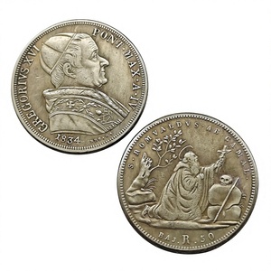 Monedas conmemorativas de estilo antiguo de los Estados Italianos de 1834, 50 Baiocchi - Gregorio XVI, regalos, decoración del hogar - Product Image 2