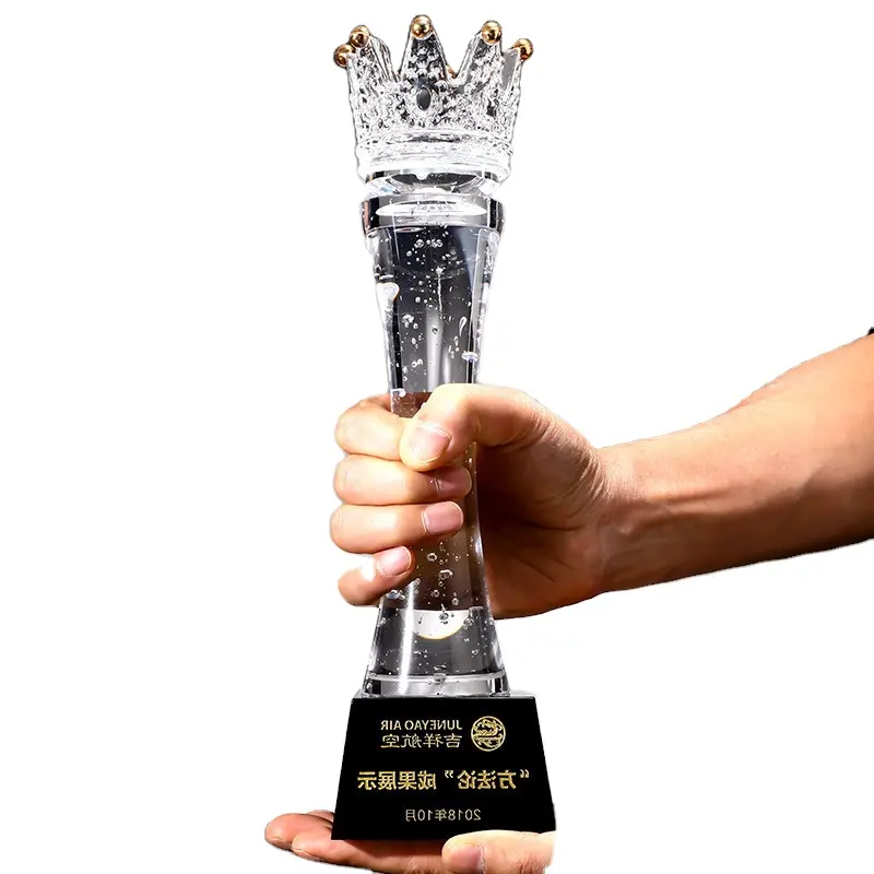 Hot Sale Sports Champions K9 Glass Award Elegant Transparent Crystal Trophy Award Medal Trophy