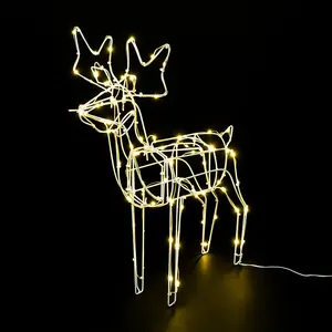 Noel ren geyiği ekran ışık tatil dekoratif çerçeve geyik aile motif ışık kapalı açık noel ren geyiği dekor ışık