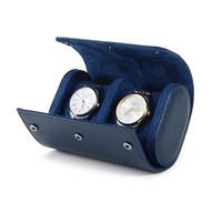 Kotak Jam Tangan Kulit Biru dengan Tali Pengikat, 1 2 3 Slot, Dilengkapi Bantal Pengaman, untuk Jam Tangan 36-55mm, Warna Hitam Hijau
