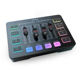 Fifine microfone de estúdio com entrada de áudio, mixer para áudio, transmissão ao vivo