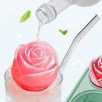 Nouveau design, moule à glaçons en silicone de qualité alimentaire à 6 cavités en forme de rose et de diamant, pour glaçons sphériques et moules à crème glacée DIY