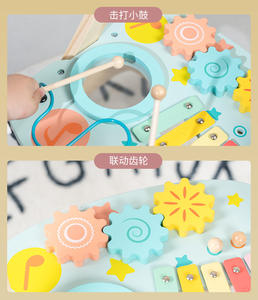 COMMIKI Bois Enfants Push Walker Occupé Conseil <span class=keywords><strong>Activité</strong></span> Jouet Faire semblant Jouer Bébé Apprentissage <span class=keywords><strong>Chariot</strong></span> avec Xylophone et Jeu de Couleur - Product Image 4