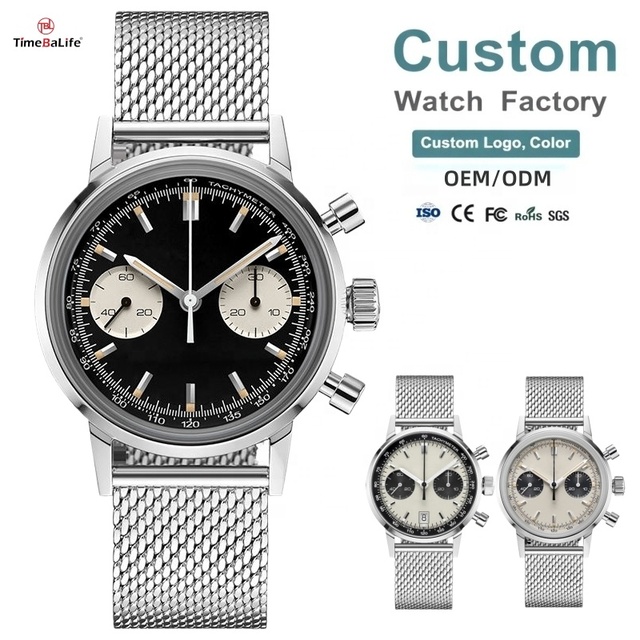 Custom Logo Round Stainless Steel Quartz Watch with Miyota OS21 High-quality Multi-functional Quartz Watches With Milanese Band