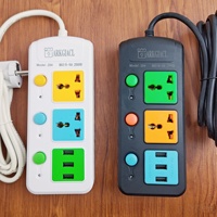 Regleta Eléctrica Industrial Universal al por Mayor con 3 Tomas, Cable de Extensión Multitoma, Puertos USB, Cable de 2m, Logotipo Personalizado