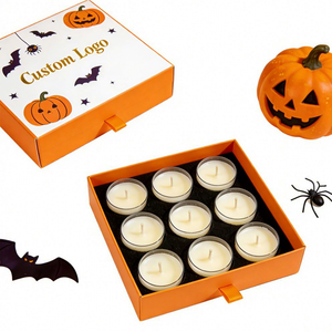 Coffret cadeau de bougies écologiques avec insert en mousse, imprimé citrouille d'Halloween personnalisé FX, emballage en papier avec tiroir - Product Image 2