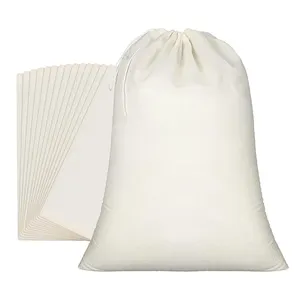 2023 Wholesale Custom Logo Eco-friendly Reusable Big Capacity String Backpack Cotton Canvas Drawstring Bag For Dust