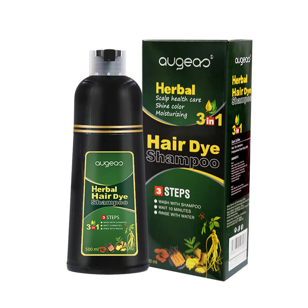 Auf Lager ISO Private Label Haarfarbe Shampoo Magic Cover Graues Haar Bio Ammoniak frei Natürliche braune Farbe Haar färbemittel Shampoo