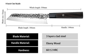 Cuchillo <span class=keywords><strong>de</strong></span> <span class=keywords><strong>cocina</strong></span> Kiritsuke japonés hecho a mano profesional <span class=keywords><strong>de</strong></span> 7 pulgadas, cuchillo <span class=keywords><strong>de</strong></span> Chef <span class=keywords><strong>de</strong></span> acero revestido <span class=keywords><strong>de</strong></span> 3 capas <span class=keywords><strong>de</strong></span> alto carbono - Product Image 2