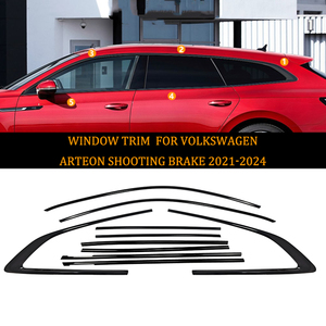 Tira de ventana Burlete Moldura para VW <span class=keywords><strong>Arteon</strong></span> CC 21-24 22 23 Cromo Negro - Product Image 3