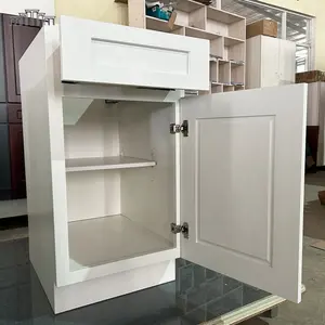 OEM Cabinetry Manufacturer Wholesale Automatic Lacquer Painting American Wooden White Shaker Kitchen Base And Wall Cabinets