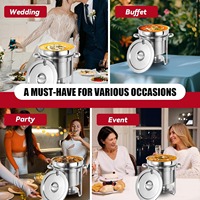 Plats de service en acier inoxydable doré, chauffe-plats à alcool pour buffet, 7L 11L, avec seau à soupe profond, ensemble chauffe-aliments pour hôtel