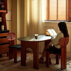 Chaise de salle à manger de style vintage, dossier en bois massif, design scandinave, pour salon, usage domestique, mobilier pour adultes - Product Image 4