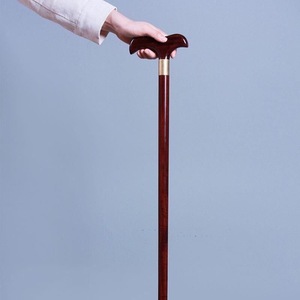 Bâton de marche unique en bois de santal à feuilles fines, en bois massif, léger, antidérapant, avec tête ronde, de luxe, pour gentleman, bâton de randonnée - Product Image 1