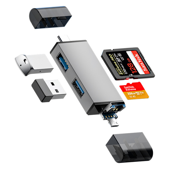 USB3.0 Type-C High-Speed Aluminum Alloy Card Reader External OTG Multi-function Android Phones Computers Private Model Wholesale