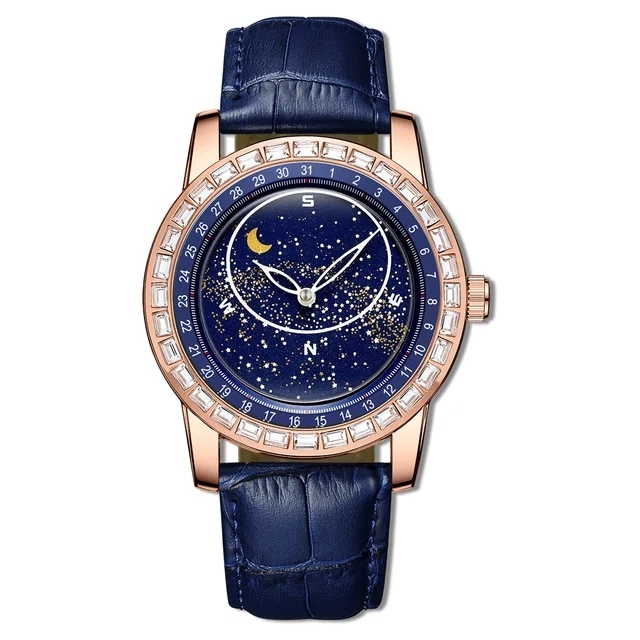4 Rose Case Cadran Bleu Bracelet Bleu