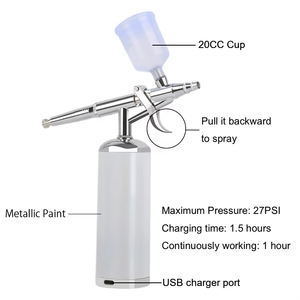 Ensemble de compresseur d'aérographe exclusif <span class=keywords><strong>Facebook</strong></span> 0,3 mm - Pistolet à gâchette 25 PSI pour la décoration des ongles et le design de tatouage - Product Image 2