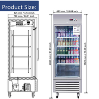 Réfrigérateur Reach-in Glass Single Door Refrigeration USA Compliant Glass Door Refrigerator Cabinet for Supermarket