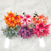 Großhandel 7 Köpfe Künstliche Lilie Blumen sträuße Lila Weiß Rosa Lilie Blumen für Hochzeit Home Hotel Blumen arrangement Party Dekor