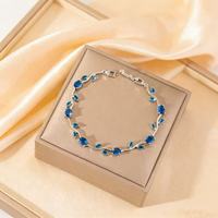 Bracelet en fer pour femme, design simple en forme de feuille, style mode et tempérament, zircon multicolore, pour anniversaire, succès transfrontalier
