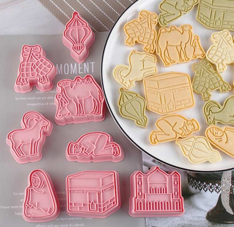 Cetakan Biskuit Super Win 3D Diy, Alat Panggang Plastik Pemotong Kue Lebaran untuk Islami Muslim