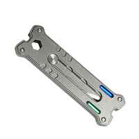 Couteau utilitaire miniature MecArmy EK12 argenté, porte-clés, lame réglable en acier inoxydable TC4 titane, outil de survie portable EDC