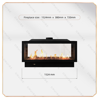 CRUISE Cheminée à gaz naturel de luxe moderne à double face avec insert en verre, 40 pouces, 1016x380x720mm, avec télécommande, pour la maison