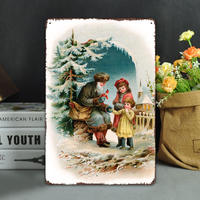 Plaque Métallique Vintage Personnalisée de Noël 8x12 Pouces, Décoration Murale Rétro Père Noël et Nativité, Affiche Métallique, Vente Directe Usine OEM pour Maison, Bar, Cadeau