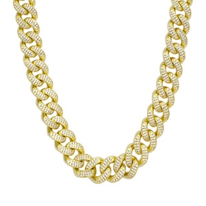 Chaîne à mailles cubaines pour hommes, collier en or plaqué cz AAAAA, bijoux hip-hop, 18 pouces 12mm 14k, nouvelle collection - Product Image 6