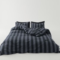 Ensemble de literie personnalisable en polyester 3 pièces - Housse de couette imprimée à rayures minimaliste moderne avec teinture réactive