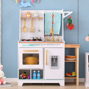 Cuisine en bois populaire pour enfants, jeu de rôle, avec machine à glaçons, évier, robinet et brûleurs - Product Image 1