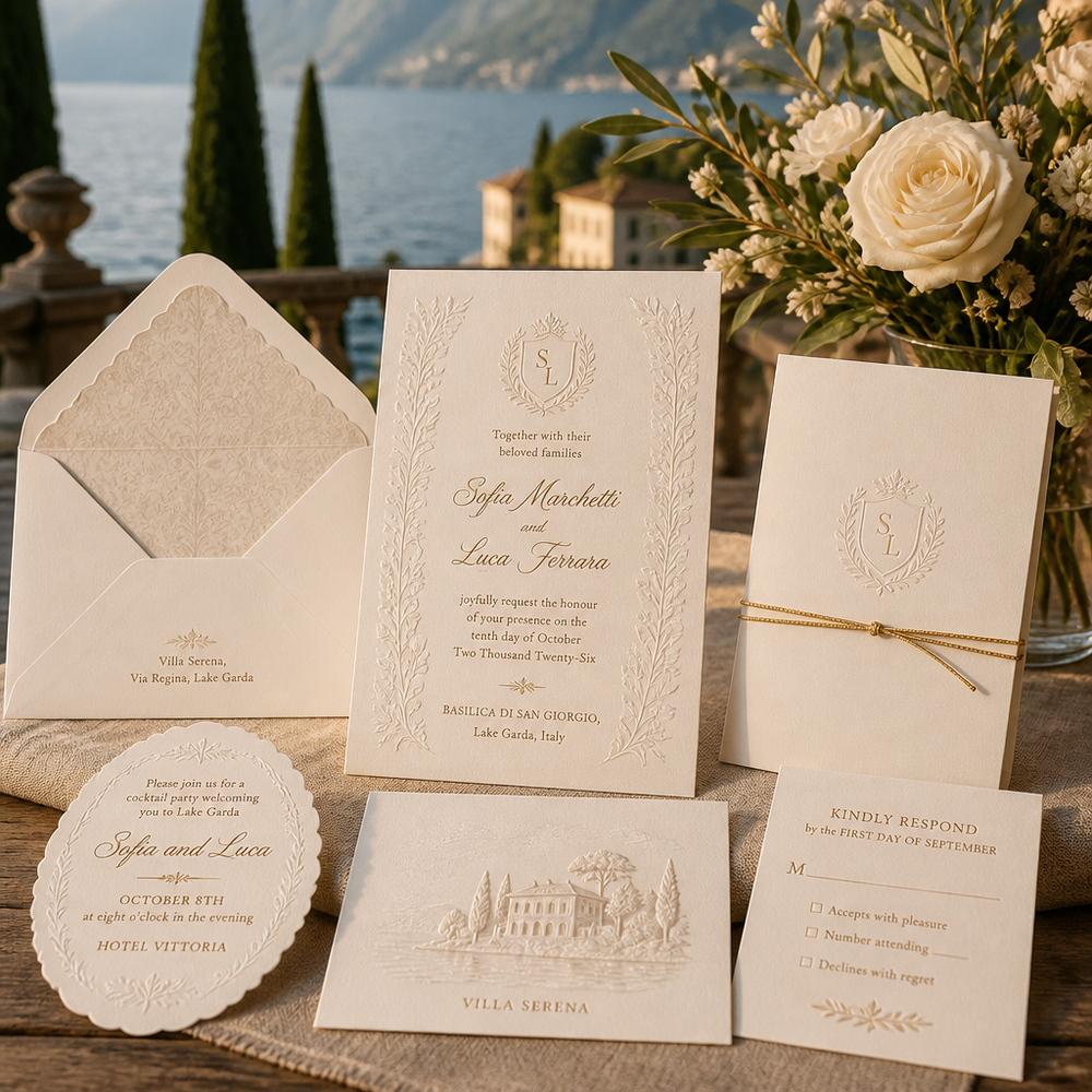 Invitation de mariage classique avec gaufrage à l'aveugle