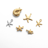 Pendentif animal 3D creux mignon en acier inoxydable, étoile de mer, pendentif d'animaux marins, breloques pour bijoux DIY