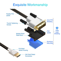 Cable de Video HDMI DVI Bidireccional Chapado en Oro, Cable de Conexión DVI HDMI de Dos Vías para PC, Laptop, Monitor HD