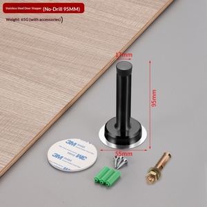 Butée <span class=keywords><strong>de</strong></span> <span class=keywords><strong>porte</strong></span> murale moderne et simple en acier inoxydable anti-collision avec limiteur en caoutchouc étendu, fixation adhésive 3M, personnalisable - Product Image 6