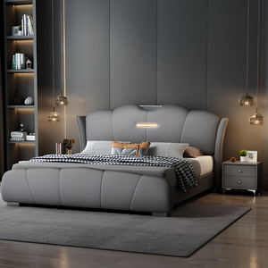Lit King Size Moderne Capitonnée en Cuir de Luxe de Haute Qualité avec Tête de Lit Haute et Confortable, Meuble de Chambre à Coucher avec Rangement Y8 - Product Image 1