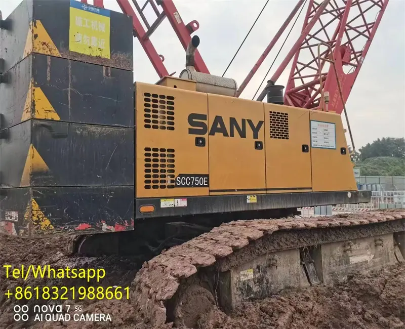 Thương hiệu Trung Quốc 2018 sản xuất Sany 75 tấn sử dụng cần cẩu bánh xích bán với giá thấp sử dụng Sany 75 tấn scc750e