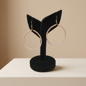 Circle Design Gold-Plated Bohemian Style Hoop <b>Earrings</b> with Glass Beads Dangle <b>earring</b> Design Diamond Pearl for Women's Gifts - Product Image 3