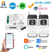 Sakelar Lampu Motor Pintar WiFi RF Tuya AC 90-250V Tipe-C 10A 2CH 433MHz 1000m Alexa Google Pintu Garasi Grosir