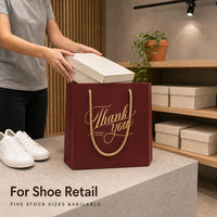 Sac cadeau en papier kraft recyclable avec logo personnalisé, ruban, nœud, poignée en corde de coton, emballage pour vêtements et chaussures